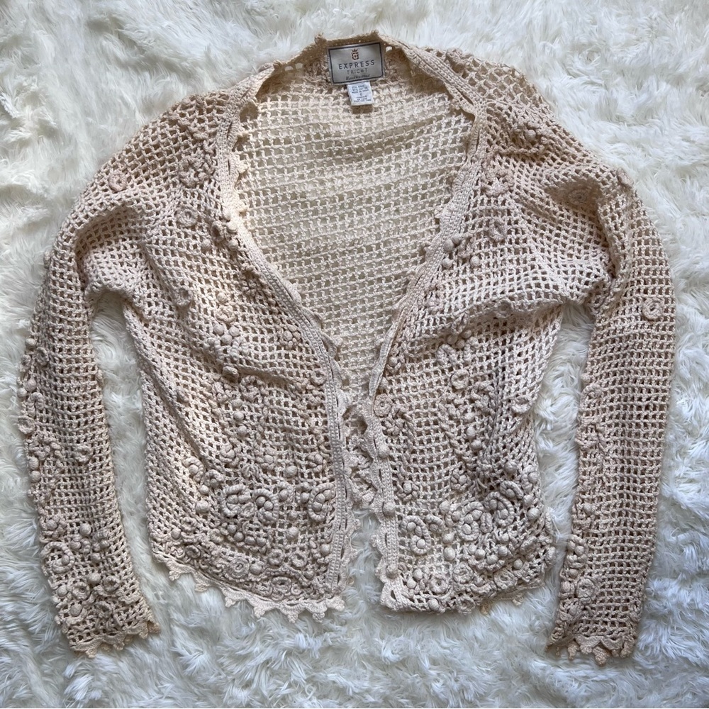 Vintage Express Tricot Handknit Cardigan Sweater